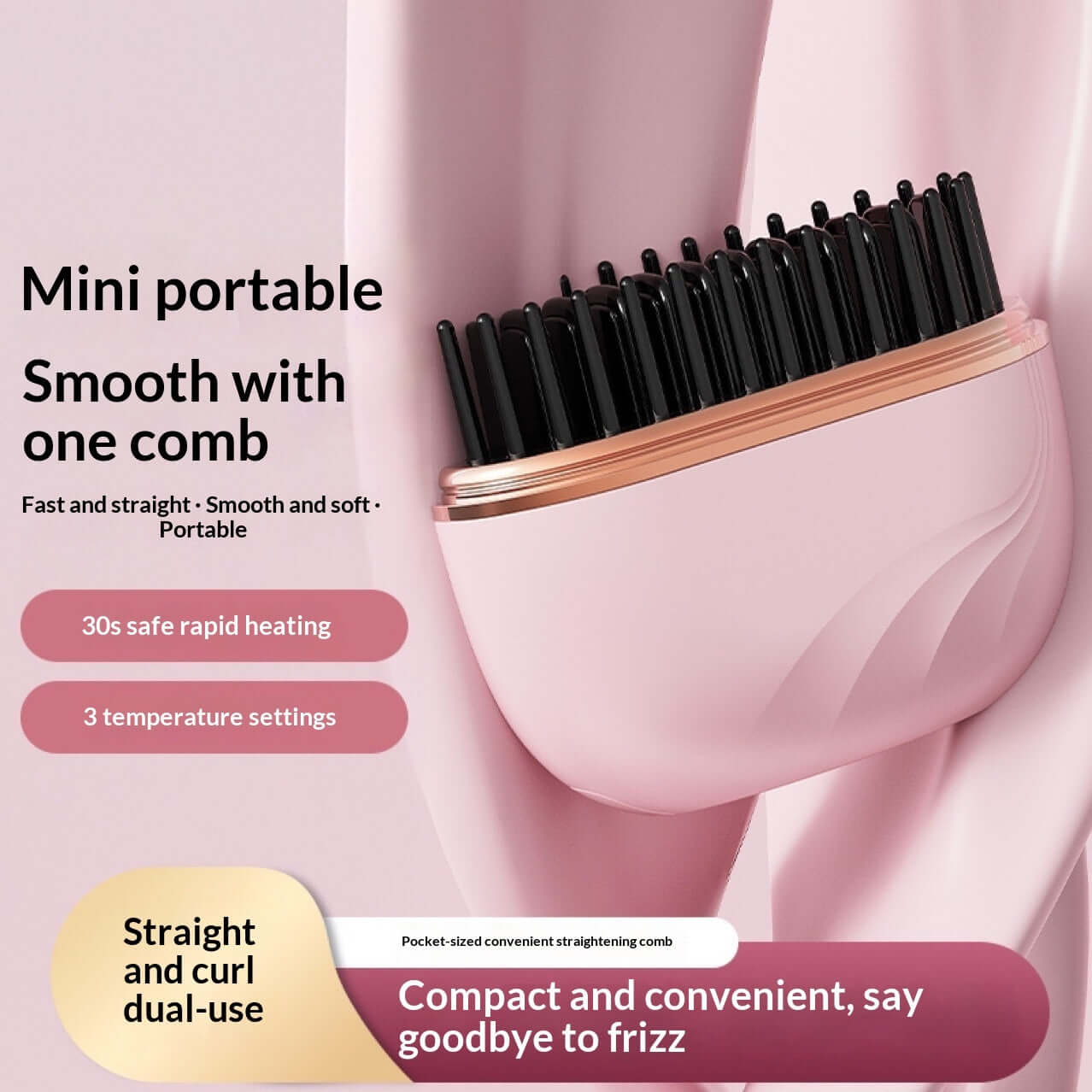 Mini portable size handbag Hair Straightener Comb