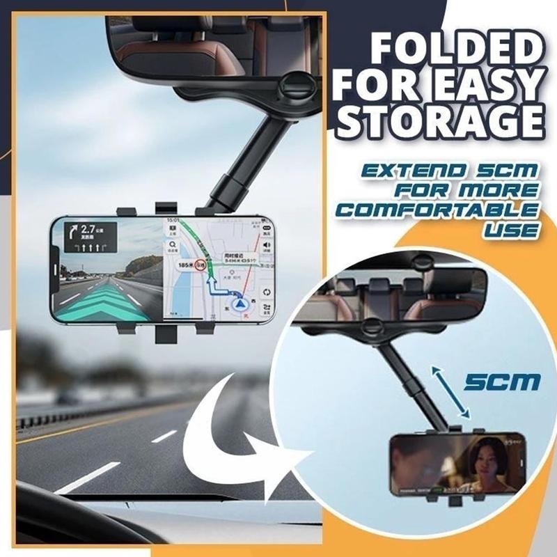 Rearview Mirror Phone Holder Foldable Car Navigation Bracket