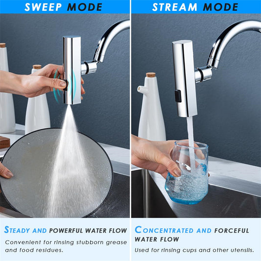 Universal Rotating Faucet Nozzle Dual Spray Modes